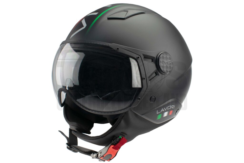 Helm Vito Jethelm met zonnevizier Lavori Fashion mat zwart