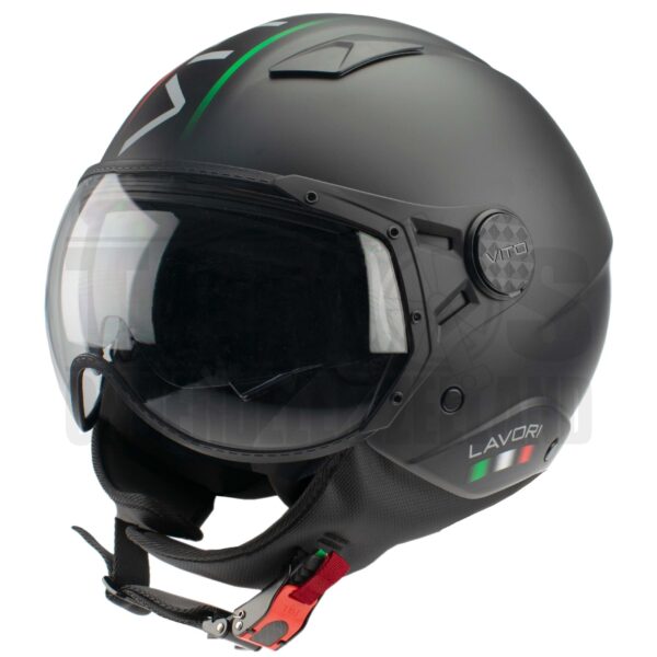 Helm Vito Jethelm met zonnevizier Lavori Fashion mat zwart