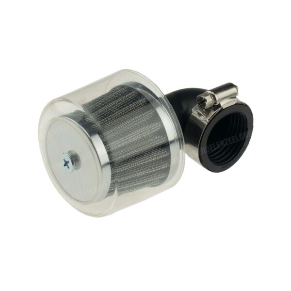 Powerfilter luchtfilter met kap 35mm chroom 90 graden zwart Dellorto PHBG / PHVA