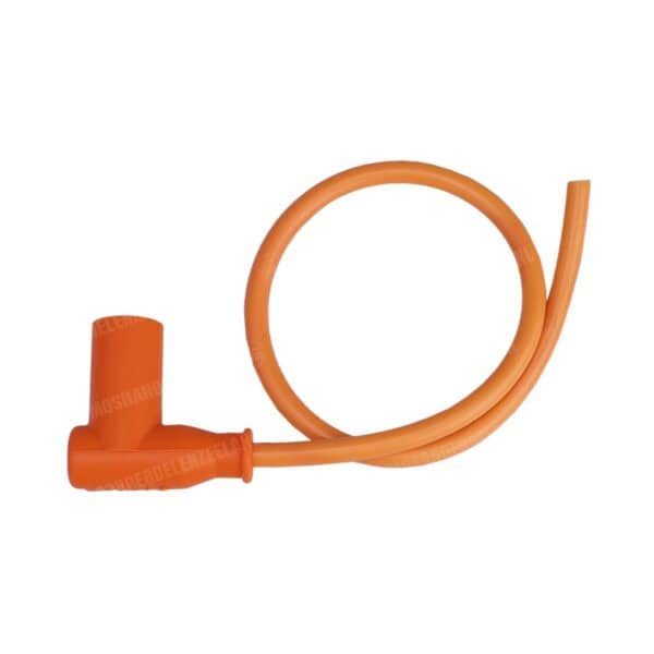 Bougiekabel 7mm met bougiedop oranje haaks 90 graden groot gat MVT AP02