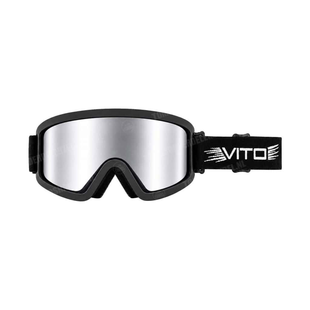 Vito Crossbril Fury zwart mirror / spiegel zilver universeel