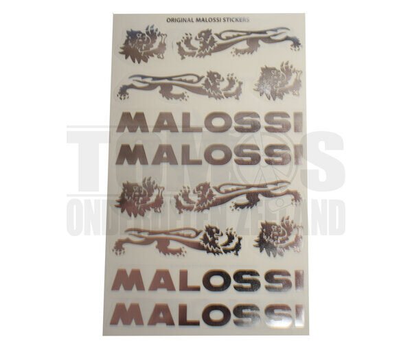 Stickerset chroom / grijs Malossi 12-delig