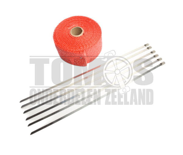 Uitlaat hitteband rood 5cm x 10 meter