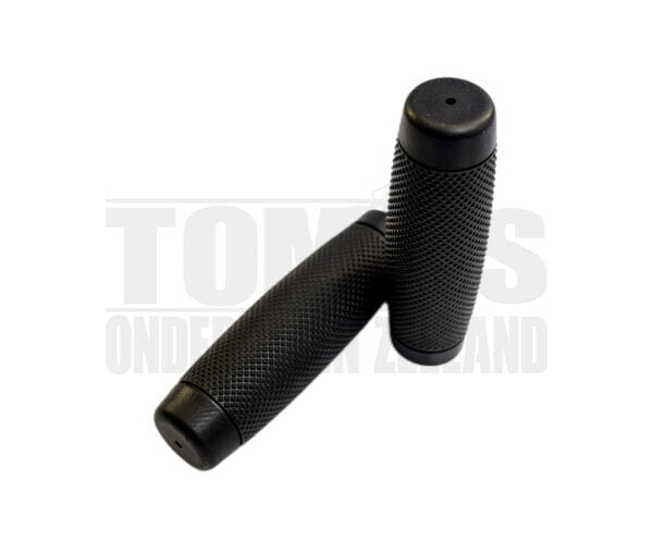 Handvatset Bobber geribbeld zwart 22mm / 24mm
