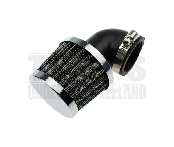 Powerfilter luchtfilter 35mm chroom 90 graden zwart Dellorto PHBG / PHVA