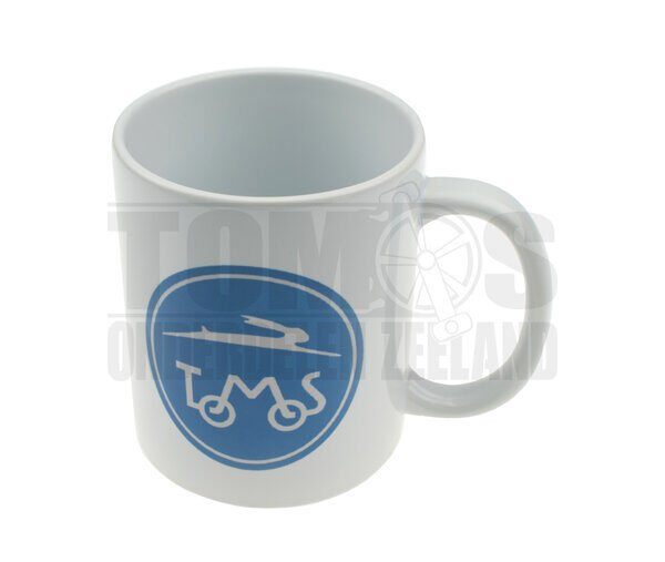 Tomos Koffiemok - drinkbeker wit / blauw met logo