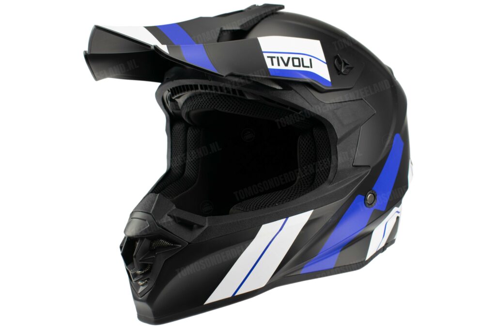 Helm Vito Crosshelm Tivoli mat zwart / blauw wit